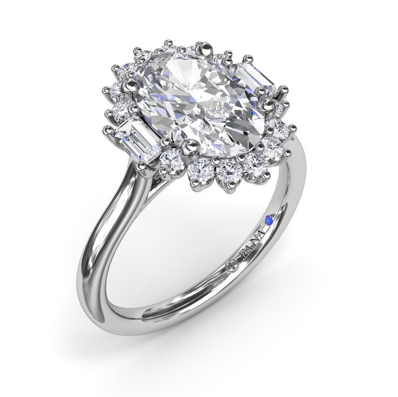 Fana 14K White Gold Diamond Modern Halo Engagement Ring