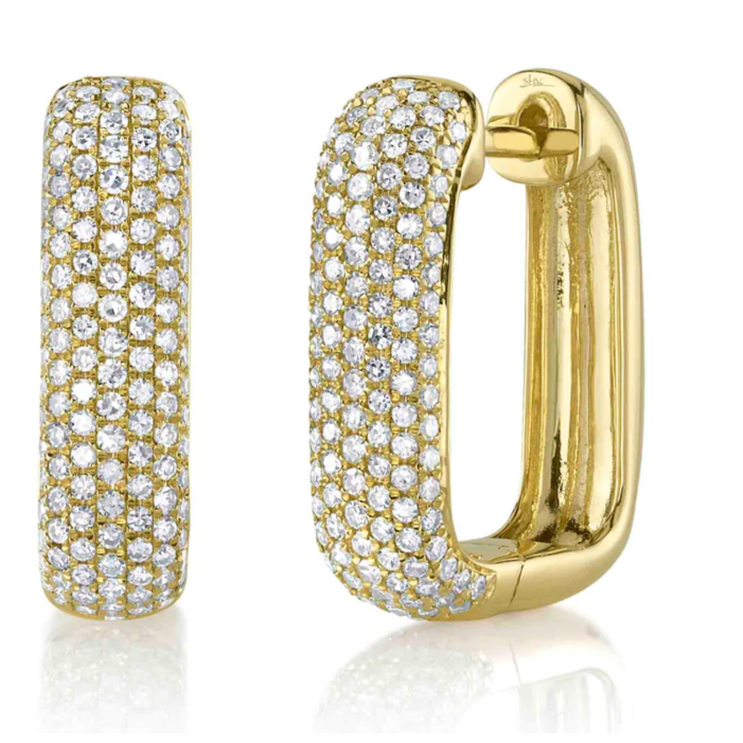 14K Yellow Gold Diamond Pave Huggies