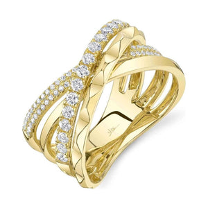 14K Yellow Gold Diamond Bridge Geo Fashion Ring