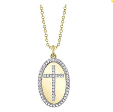 Load image into Gallery viewer, 14K Yellow Gold Diamond Cross Mini Medallion Necklace
