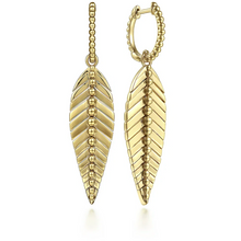 Load image into Gallery viewer, Gabriel 14K  Yellow Gold Bujukan Leaf Drop Earrings
