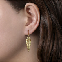 Load image into Gallery viewer, Gabriel 14K  Yellow Gold Bujukan Leaf Drop Earrings
