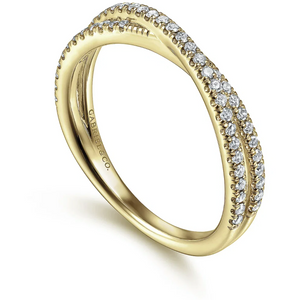 Gabriel 14K Yellow Gold Criss Cross Diamond Stackable Ring