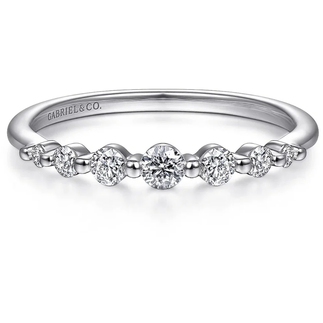 Gabriel 14K White Gold Graduated Diamond Stackable Ring