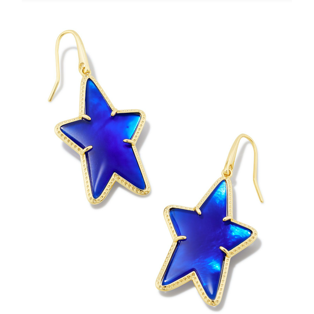 Kendra Scott Gold Ada Star Drop Earrings in Cobalt Blue Illusion