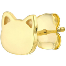 Load image into Gallery viewer, 14k Yellow Gold Cat Face Stud Earrings
