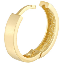 Load image into Gallery viewer, 14K Yellow Gold Flat Hoop Huggie Earrings
