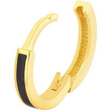 Load image into Gallery viewer, 14K Yellow Gold &amp; Black Enamel Baby Hoop Earrings
