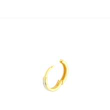 Load image into Gallery viewer, 14K Yellow Gold &amp; White Enamel Baby Hoop Earrings
