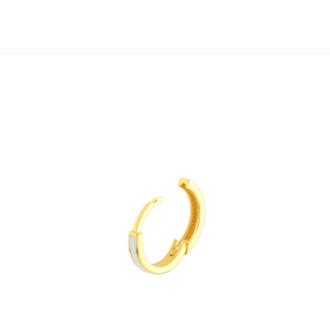 14K Yellow Gold & White Enamel Baby Hoop Earrings