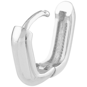 14K White Gold Oblong Polished Huggie Earrings