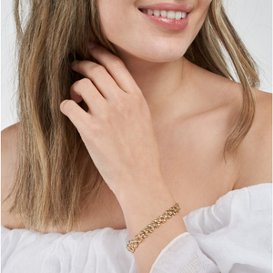 14k Yellow Gold Multi-Row Polished Chain Bracelet