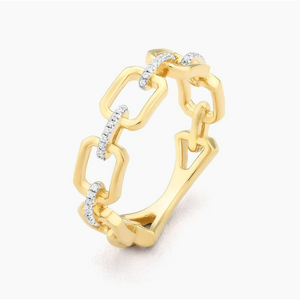 Ella Stein 14K Gold Plated "Let's Link it Up" Diamond Fashion Ring