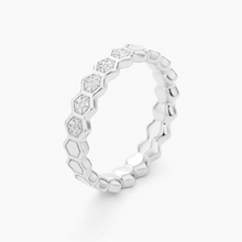 Load image into Gallery viewer, Ella Stein Sterling Silver &quot;Oh Beehive!&quot; Honeycomb Diamond Ring
