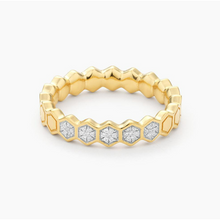 Load image into Gallery viewer, Ella Stein 14K Gold Plated &quot;Oh Beehive!&quot; Honeycomb Diamond Ring

