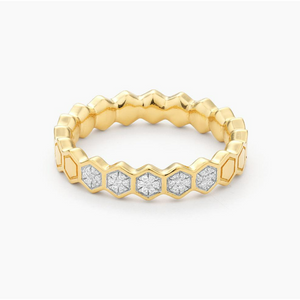 Ella Stein 14K Gold Plated "Oh Beehive!" Honeycomb Diamond Ring