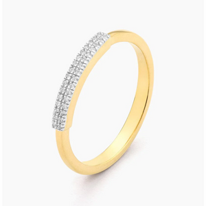 Ella Stein 14K Yellow Gold Plated "Bar None" Diamond Fashion Ring