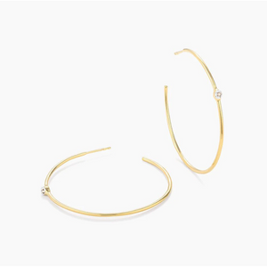 Ella Stein 14k Gold Plated "AJA" Diamond Hoop Earrings