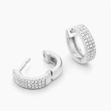 Load image into Gallery viewer, Ella Stein Sterling Silver &quot;Three Ways to Shine&quot; Huggie Diamond Earrings
