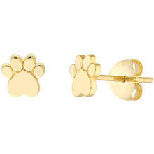 Load image into Gallery viewer, 14k Yellow Gold Dog Paw Stud Earrings

