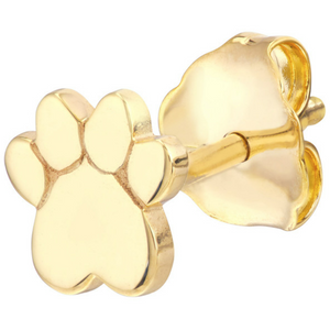 14k Yellow Gold Dog Paw Stud Earrings