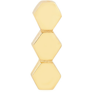 14k Yellow Gold Honeycomb Bar Stud Earrings
