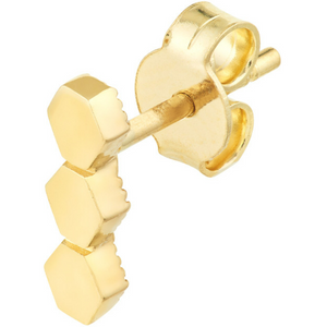 14k Yellow Gold Honeycomb Bar Stud Earrings