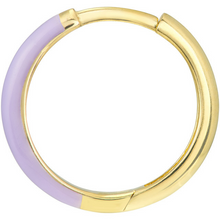 Load image into Gallery viewer, 14K Yellow Gold &amp; Lilac Enamel Huggie Hoop Earrings
