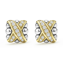 Load image into Gallery viewer, Lagos 18K and Sterling Silver Embrace X Stud Diamond Earrings
