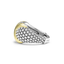 Load image into Gallery viewer, Lagos Sterling Silver &amp; 18K Yellow Gold Embrace X Caviar Wide Dome Ring
