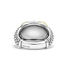 Load image into Gallery viewer, Lagos Sterling Silver &amp; 18K Yellow Gold Embrace X Caviar Wide Dome Ring
