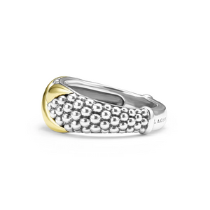 Lagos Sterling Silver & 18K Yellow Gold Embrace X Caviar Ring