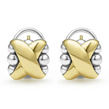 Load image into Gallery viewer, Lagos 18K and Sterling Silver Embrace X Station Omega Earrings

