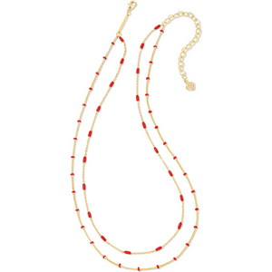 Kendra Scott Dottie Gold Strand Necklace In Red