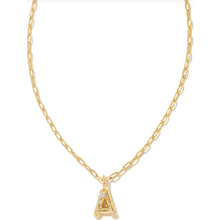 Load image into Gallery viewer, Kendra Scott Gold Letter Initial Necklace In White Crystal
