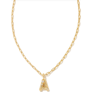 Kendra Scott Gold Letter Initial Necklace In White Crystal