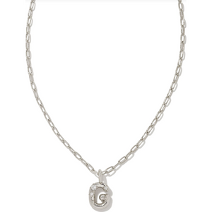 Kendra Scott Silver Letter "G" Necklace In White Crystal