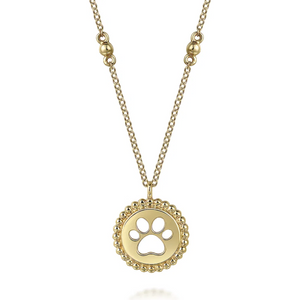 Gabriel 14K Yellow Gold Bujukan Beaded Dog Paw Necklace