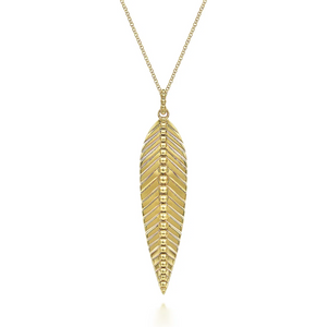 Gabriel 14K Yellow Gold Bujukan Leaf Pendant Necklace