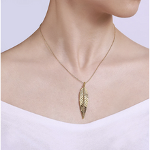 Load image into Gallery viewer, Gabriel 14K Yellow Gold Bujukan Leaf Pendant Necklace
