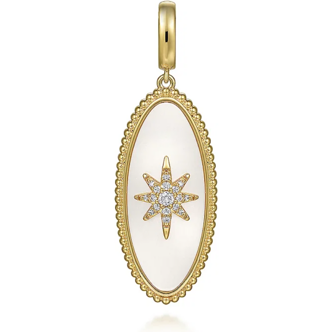 Gabriel 14K Yellow Gold Bujukan Oval Diamond & Mother of Pearl Medallion