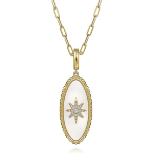 Gabriel 14K Yellow Gold Bujukan Oval Diamond & Mother of Pearl Medallion