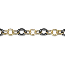 Load image into Gallery viewer, Gabriel 14K Yellow Gold Hollow Tube Oval Link Bracelet with Black Ceramic
