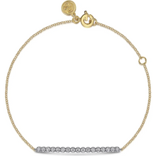 Load image into Gallery viewer, Gabriel 14K Yellow Gold White Sapphire Bar Bracelet
