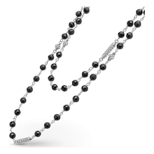 Load image into Gallery viewer, Lagos Sterling Silver Long Black Ceramic Beaded Necklace
