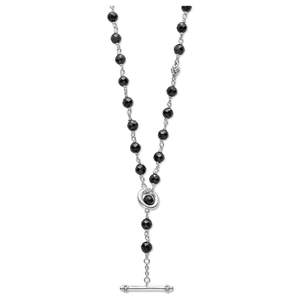 Lagos Sterling Silver Long Black Ceramic Beaded Necklace