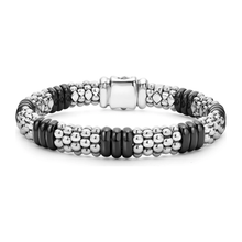 Load image into Gallery viewer, Lagos Sterling Silver Black Caviar Ceramic Station Bracelet
