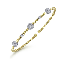 Load image into Gallery viewer, Gabriel 14K White-Yellow Gold Bujukan Beaded Diamond Cluster Station Bracelet
