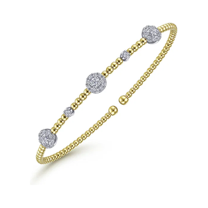 Gabriel 14K White-Yellow Gold Bujukan Beaded Diamond Cluster Station Bracelet