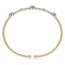 Load image into Gallery viewer, Gabriel 14K White-Yellow Gold Bujukan Beaded Diamond Cluster Station Bracelet
